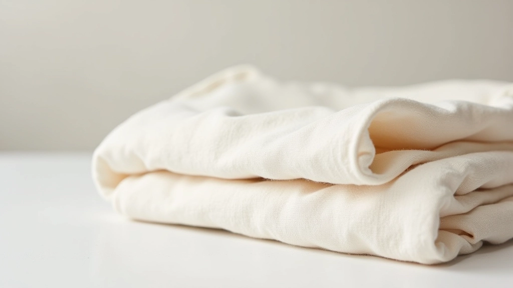 Folded natural linen fabric with visible weave texture and warm cream color